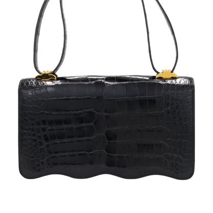 Vintage Shoulder Bag Alligator Black GP 〇RStamp