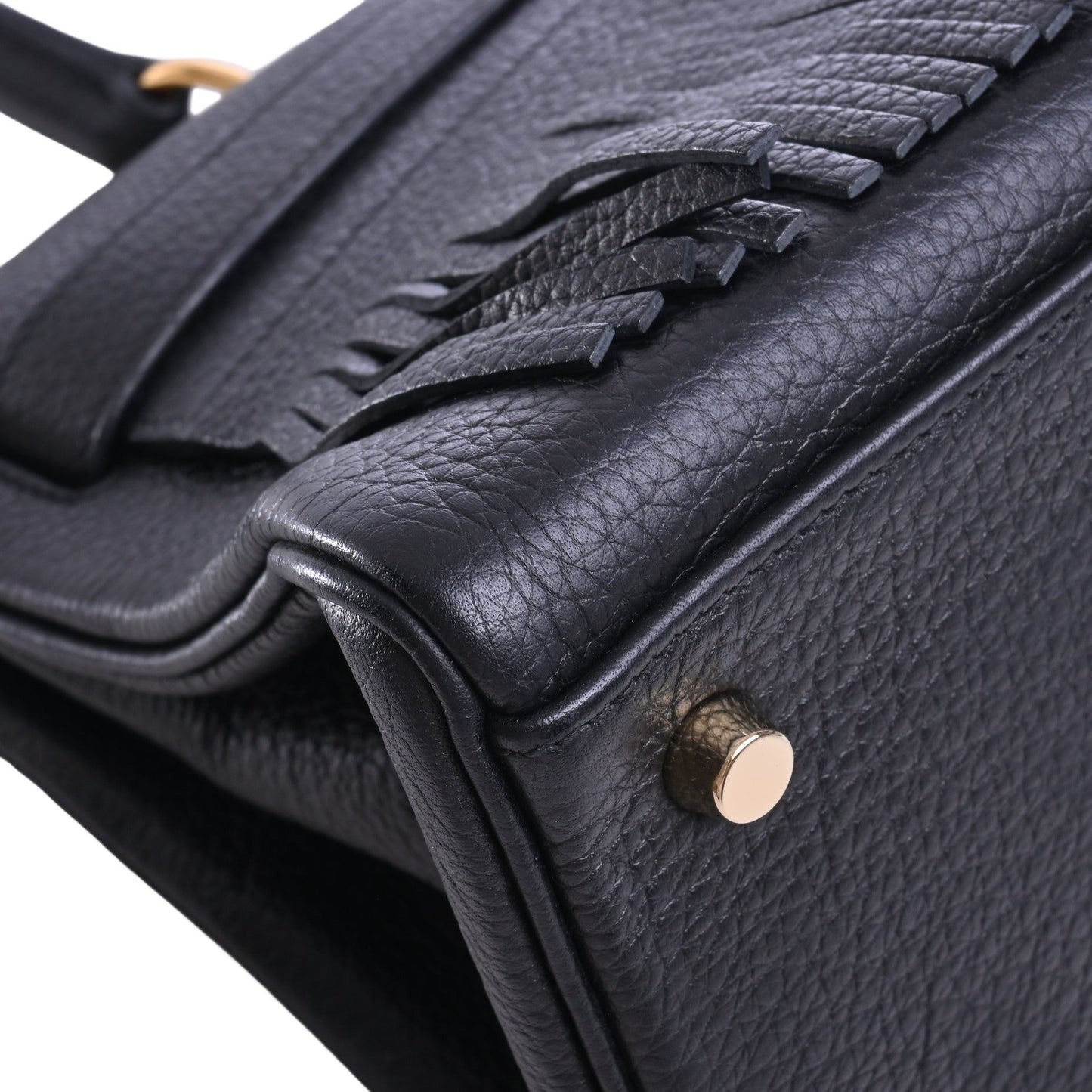Shoulder Kelly Fringe Togo Black GP □M engraved