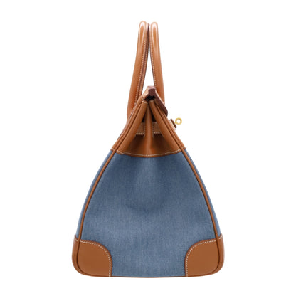 Birkin 35 Gulliver Toile Jean Gold Blue Indigo GP □BStamp