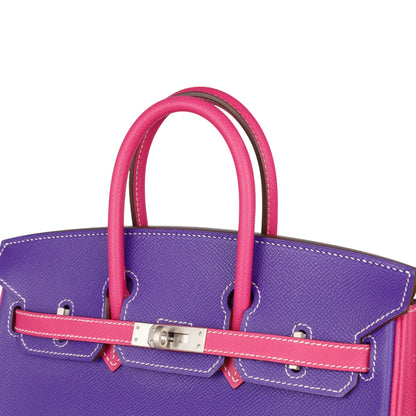 Birkin 25个人订单Vaud Epson Ultra Ultra紫罗兰玫瑰Tyrian Matte Silver Metal Fittings X刻