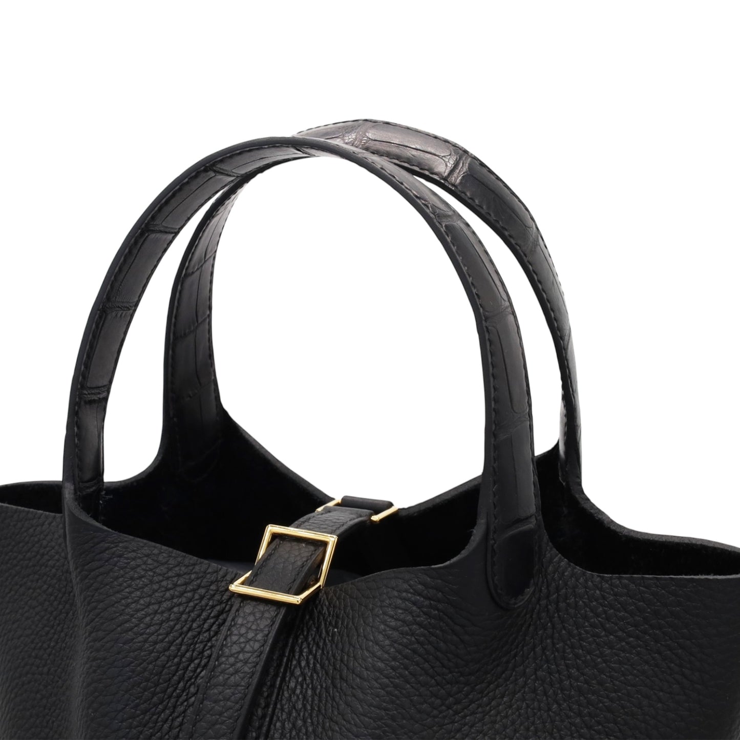 Picotin Lock PM Touch Torillon Clemence Alligator Black GP W Engraved