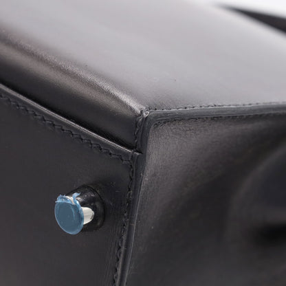 Kelly 32 box calf black ruthenium hardware □J engraved