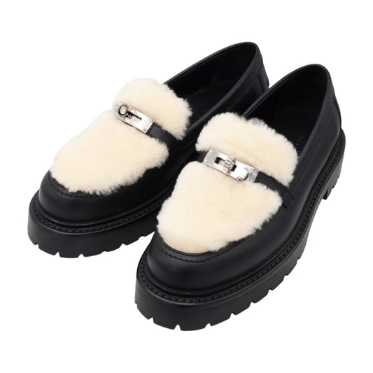 モカシン　ケリーベルト　ファー　ブラック　36