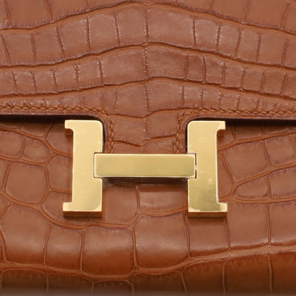 Constance Long to Go Alligator Matte Gold GP BStamp