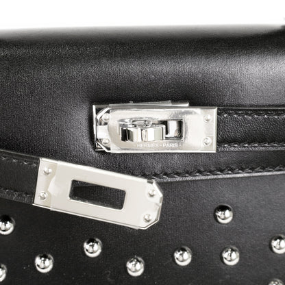 Mini Kelly 2 Crute Studs Box Calf Black SS B Engraved