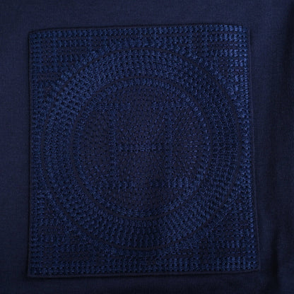 Tシャツ　H刺繍　コットン　ネイビー　36