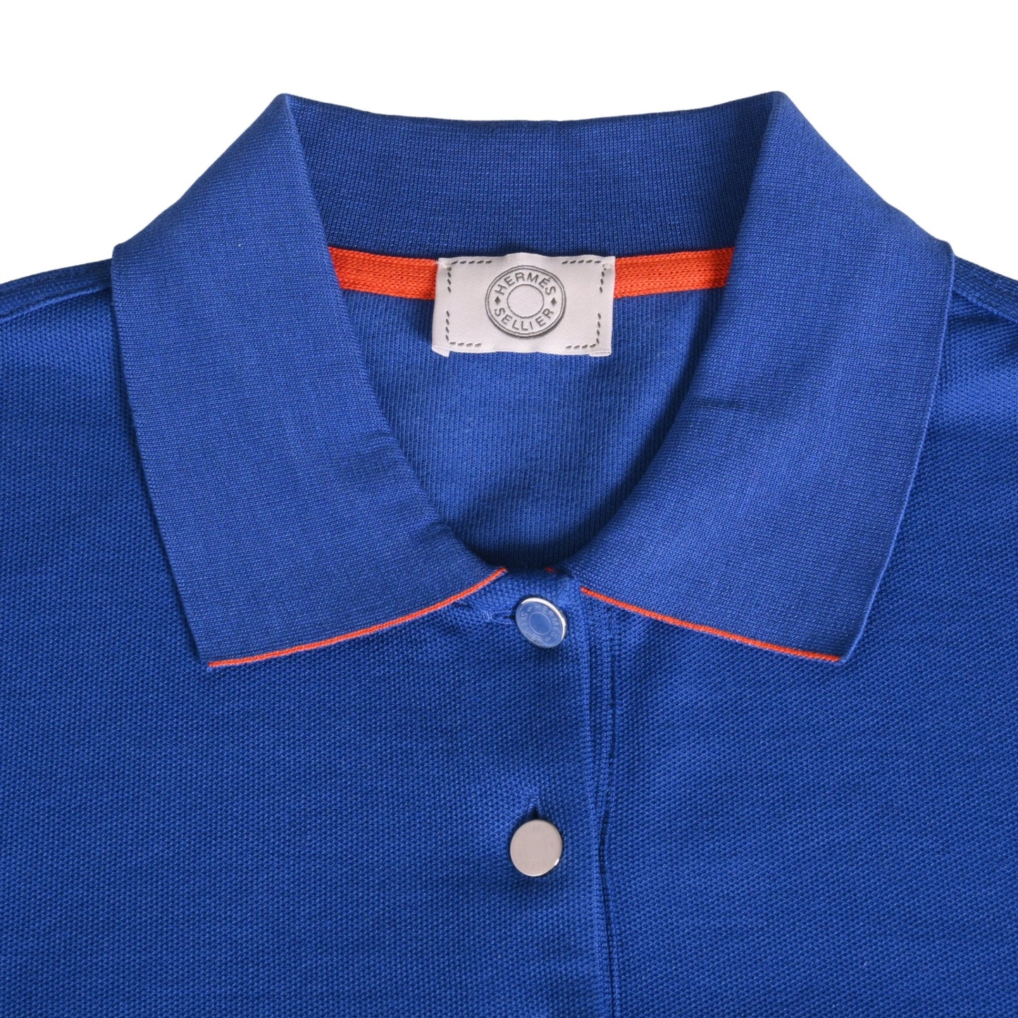 ポロシャツ　セリエボタン　コットン　ブルー　オレンジ　M