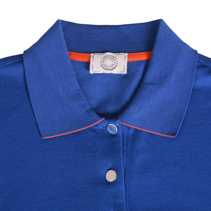 ポロシャツ　セリエボタン　コットン　ブルー　オレンジ　M