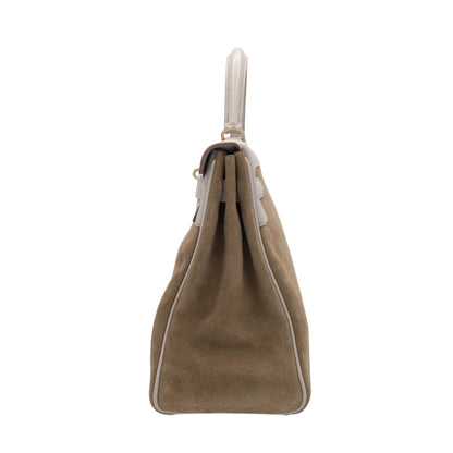 Kelly 32 Voever Color Grizzly Pearl Gray Champagne Gold Hardware □Q Stamp