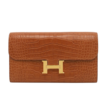 Constance Long to Go Alligator Matte Gold GP BStamp