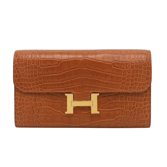 Constance Long to Go Alligator Matte Gold GP BStamp