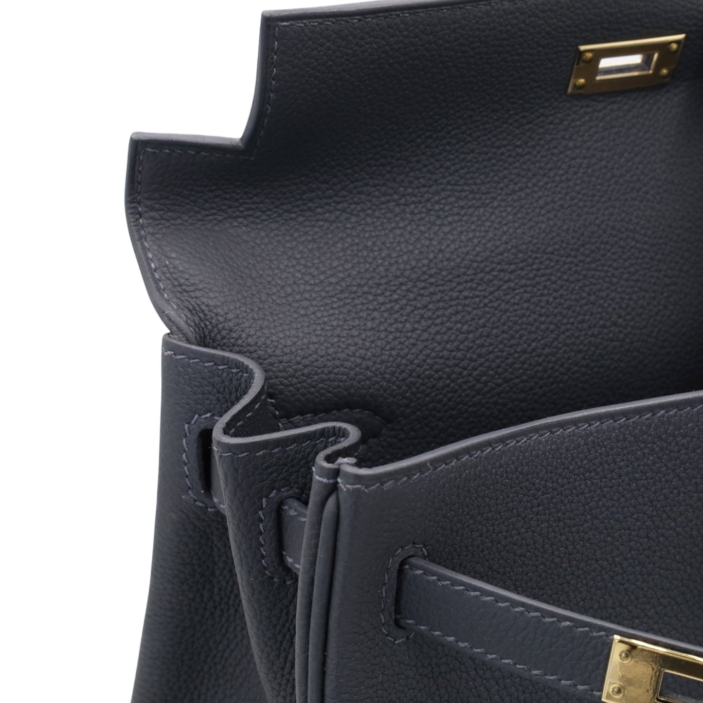 Kelly 25 Togo Ardoise Champagne Gold W engraved
