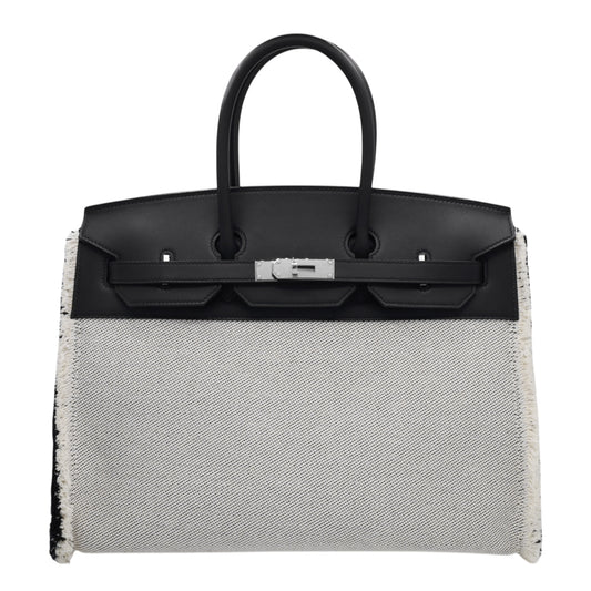Birkin 35 Frey Frey Toile Ash Voor Swift Black SS Z engraved