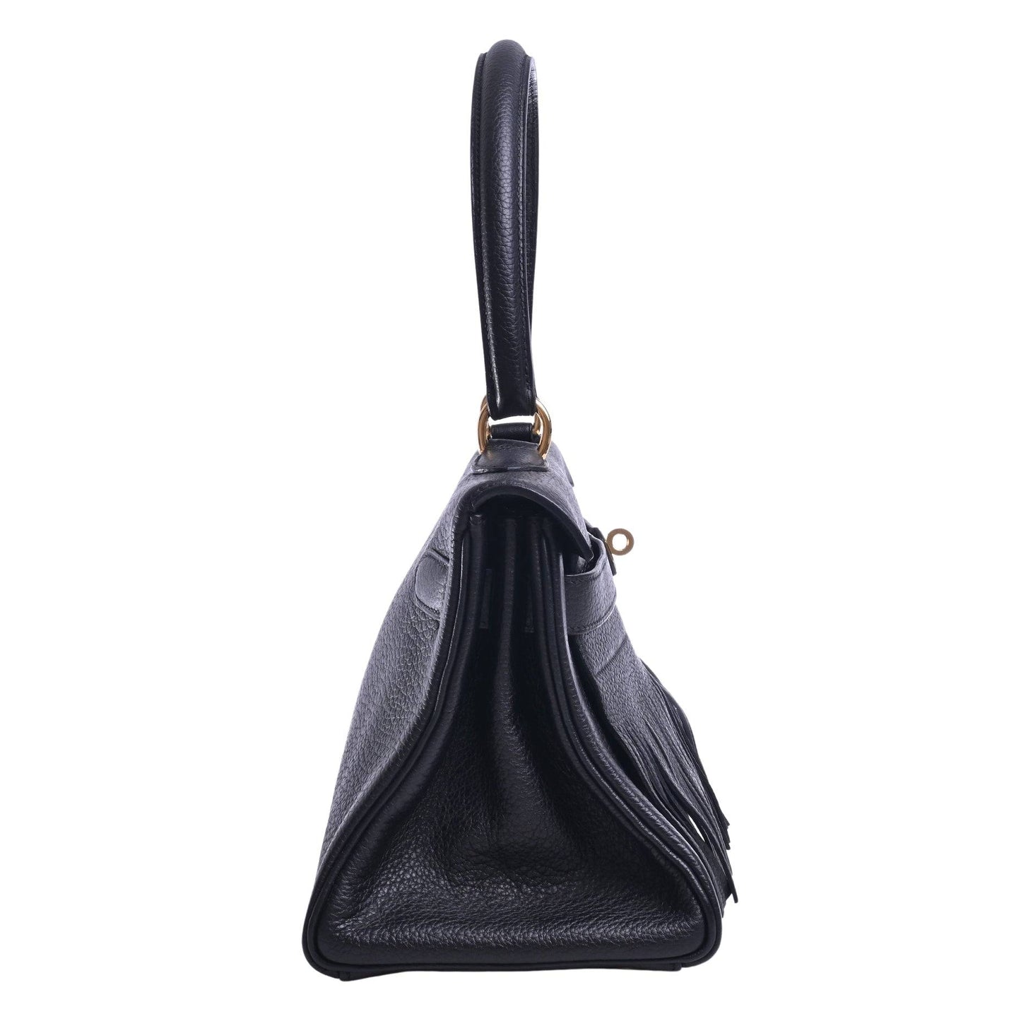 Shoulder Kelly Fringe Togo Black GP □M engraved