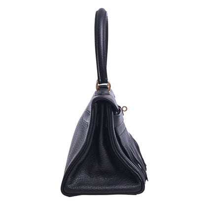 Shoulder Kelly Fringe Togo Black GP □M engraved