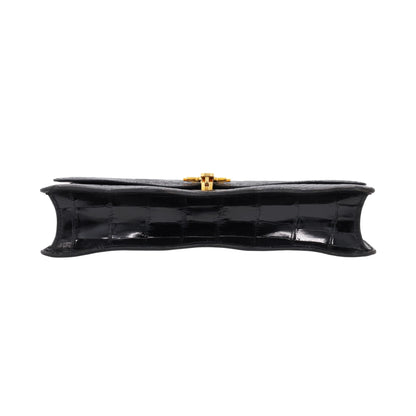 Vintage Shoulder Bag Alligator Black GP 〇RStamp