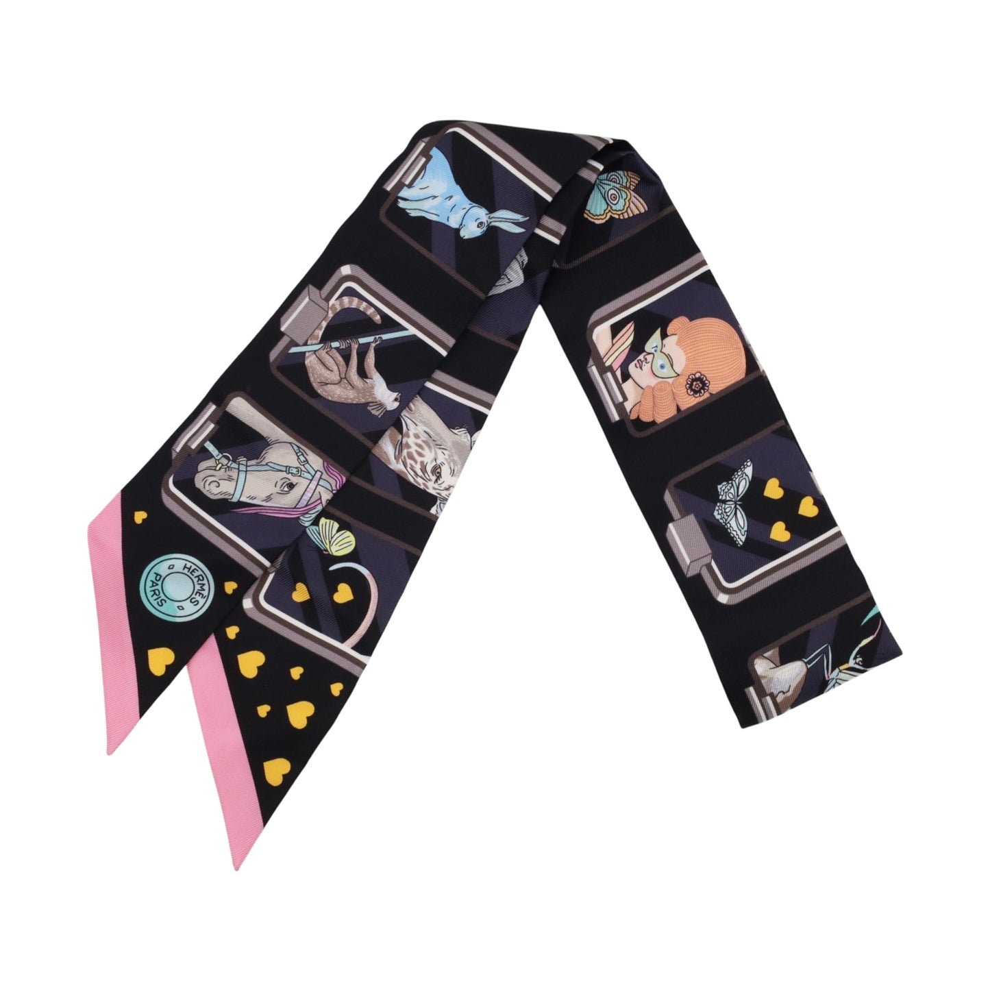 ツイリー　エルメス・ストーリー　シルク　ブラック