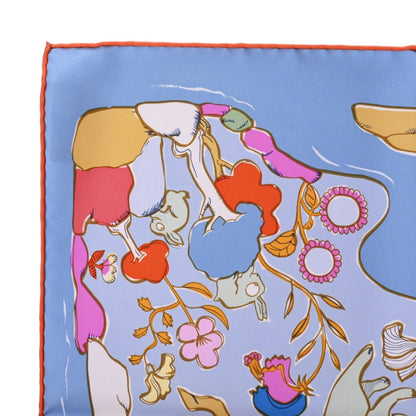 Carre 90 Thousand and One Rabbit Silk Blue