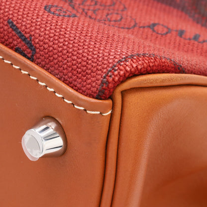 Kelly 28 Amazon Barenia Toile Couver Rouge Ash Fauve SS □NStamp