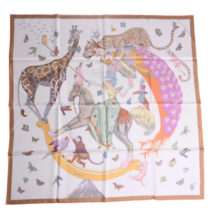 Carre 90 Hermes Story Silk White