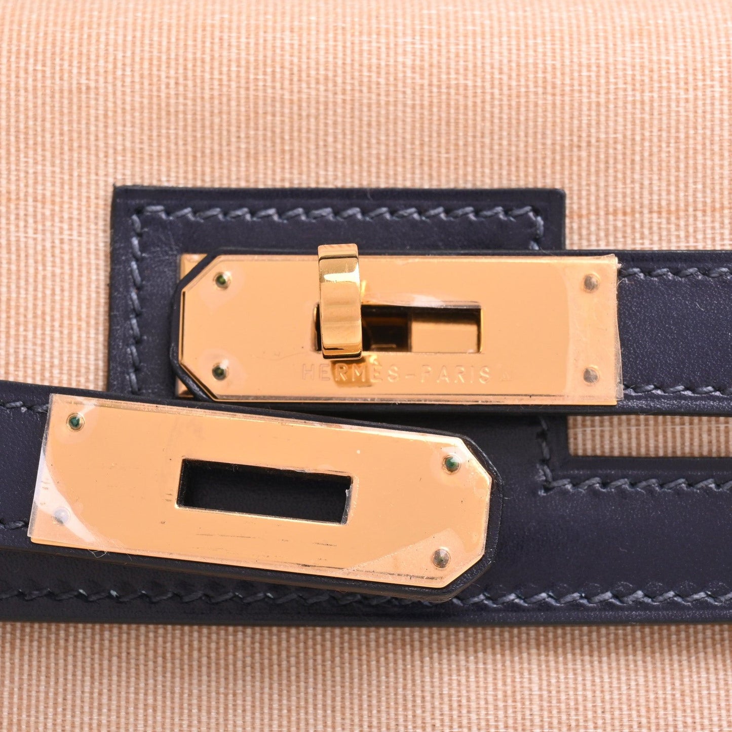 Kelly 32 Crinolan Box Calf Blue Indigo GP □J Engraved