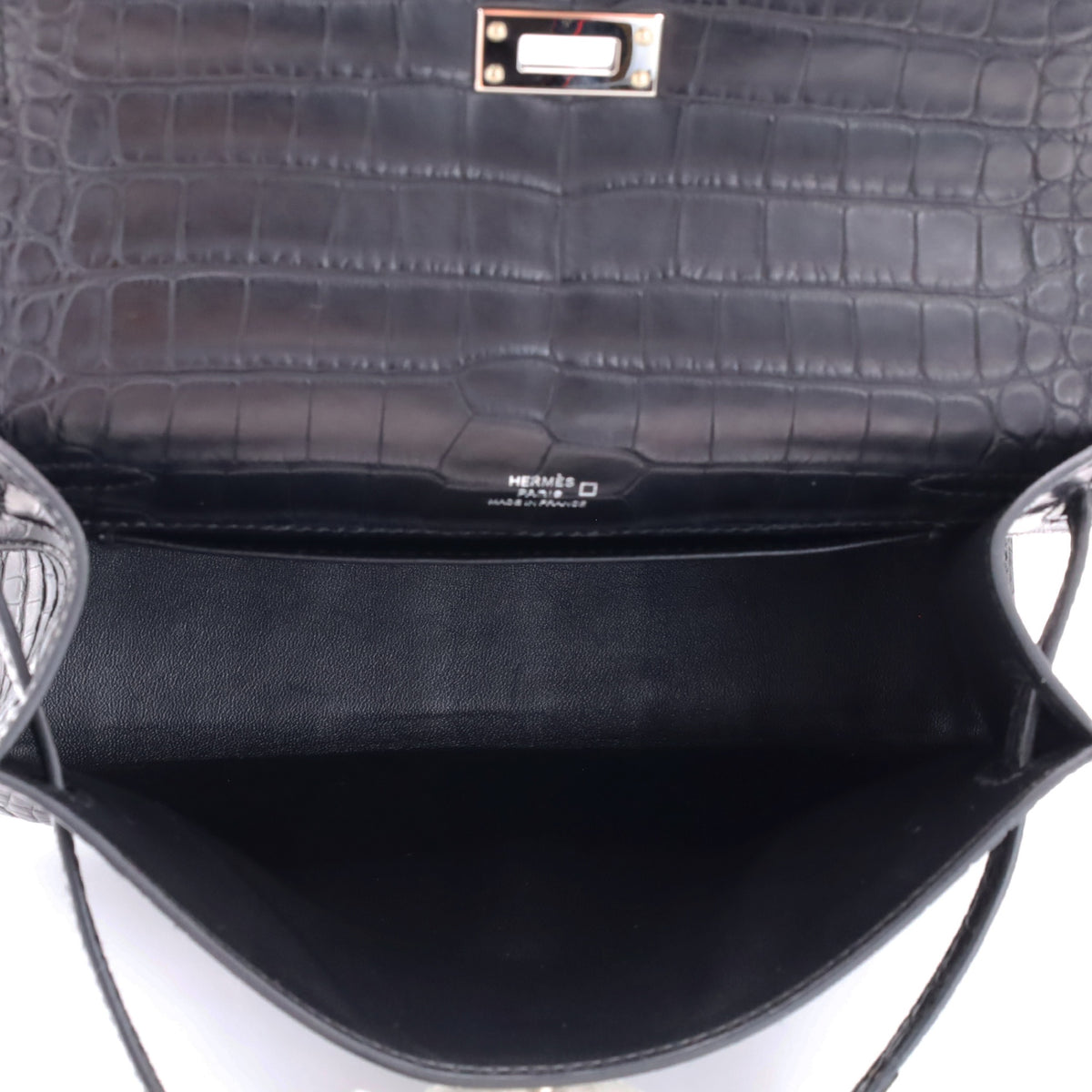 Pochette Kelly Alligator Matte Black SS WStamp