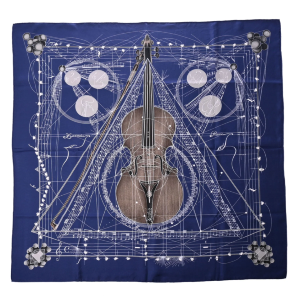 カレ90 　球体が奏でる音楽　シルク　ネイビー