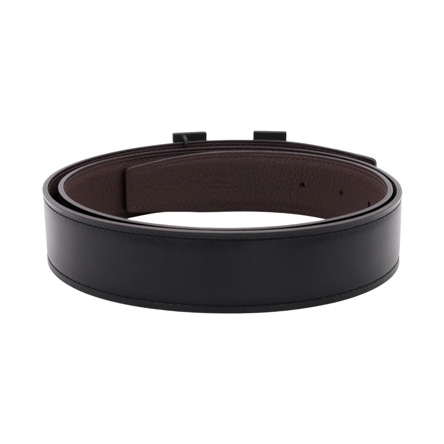 Constance belt 90BoxCalfBlack Chocolate So Black KStamp