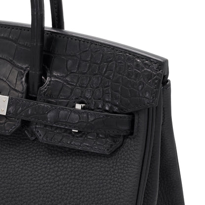 Birkin 25 Touch Alligator Togo Black SS UStamp