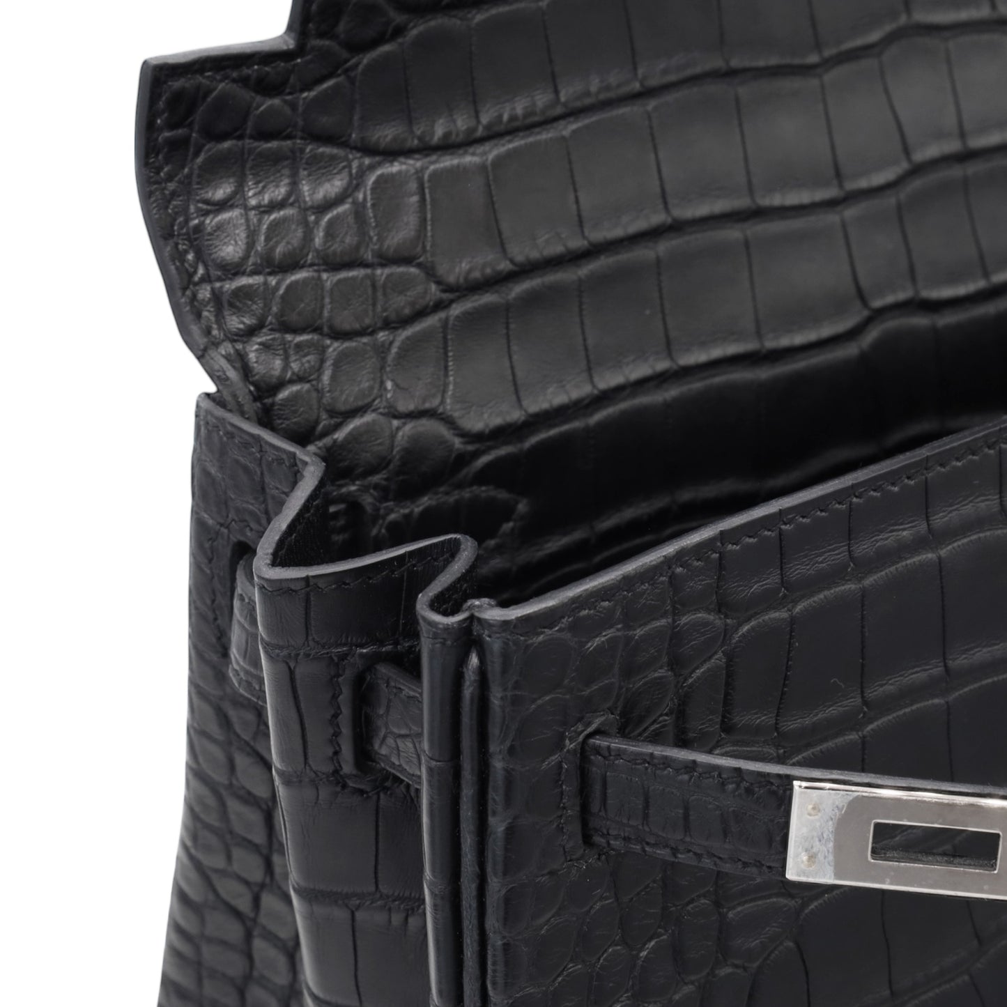 ケリー25　アリゲーターマット　ブラック　SS　K刻印