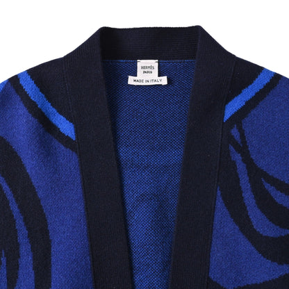 ロングカーディガン　カシミヤ　ブルー　38