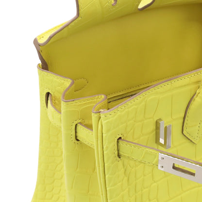 Birkin 25 Alligator Matte Lime SS WStamp