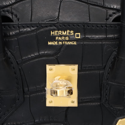 バーキン25　アリゲーターマット　ブラック　GP　K刻印