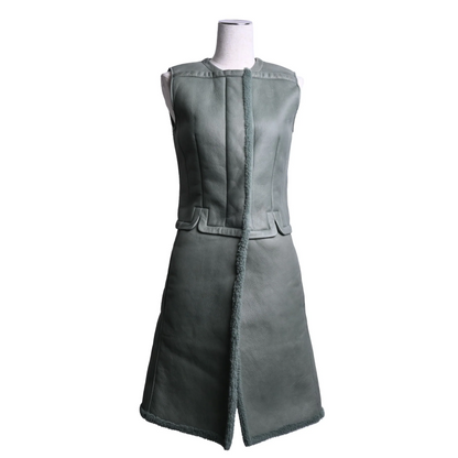 ロングジレ　ムートン　カーキ　34