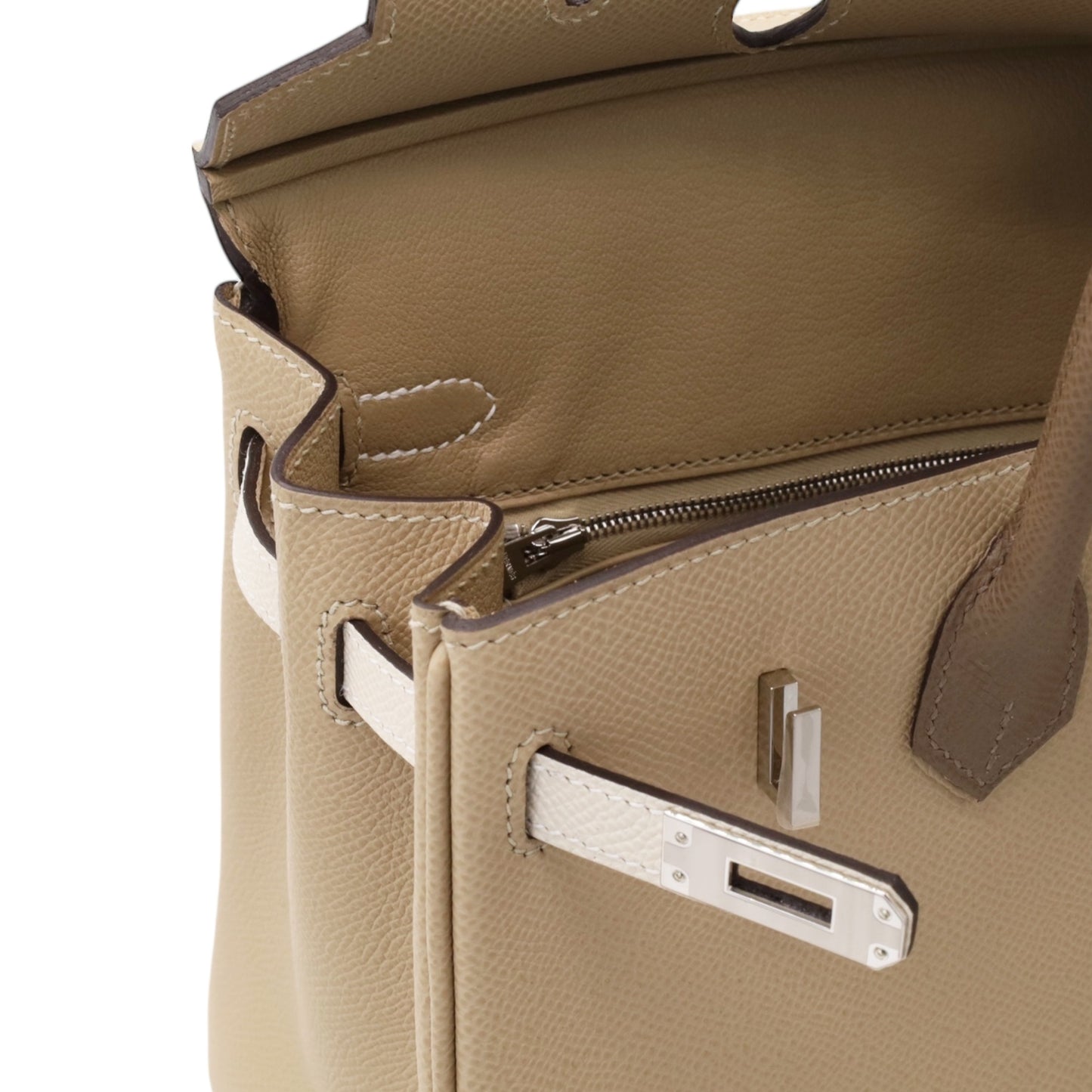 バーキン25　トリコロール　ヴォーエプソン　トレンチ　クレ　エトゥープ　SS　K刻印