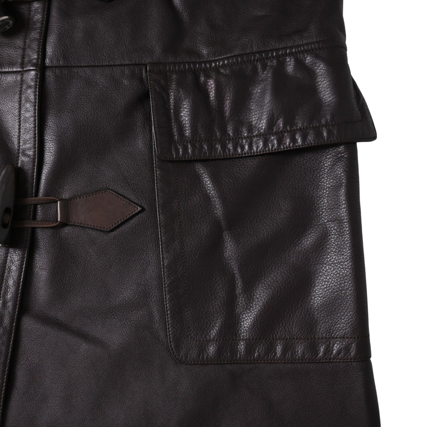 ダッフルコート　レザー　ブラウン　46