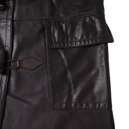 ダッフルコート　レザー　ブラウン　46