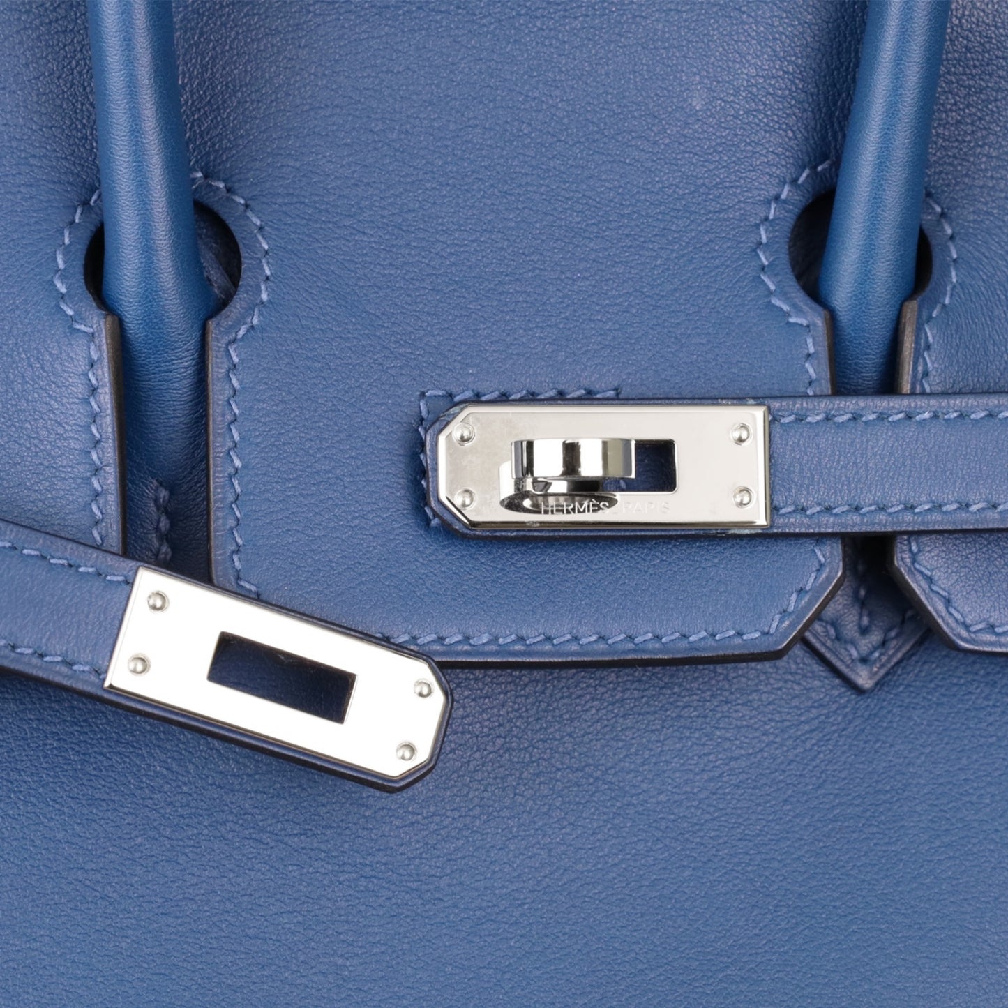 Birkin 25 Voor Swift Deep Blue SS Y engraved