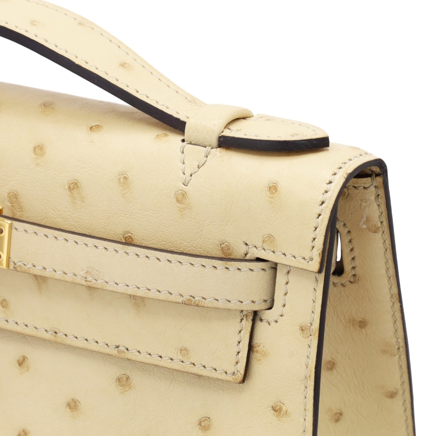 ポシェットケリー　オーストリッチ　ヴァニラ　GP　X刻印