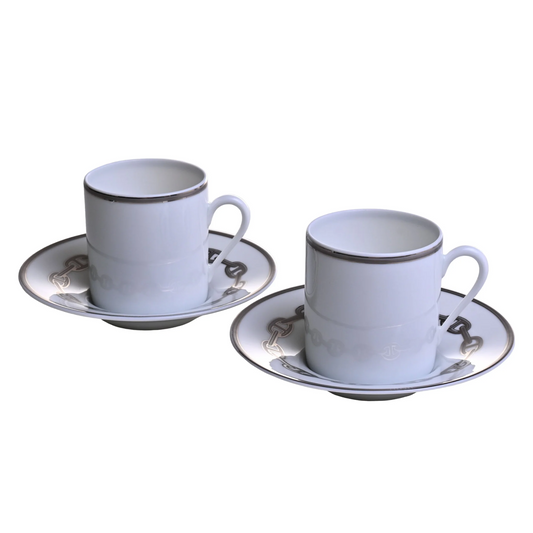 シェーヌダンクル　コーヒーカップ＆ソーサ―　ペア　プラチナ