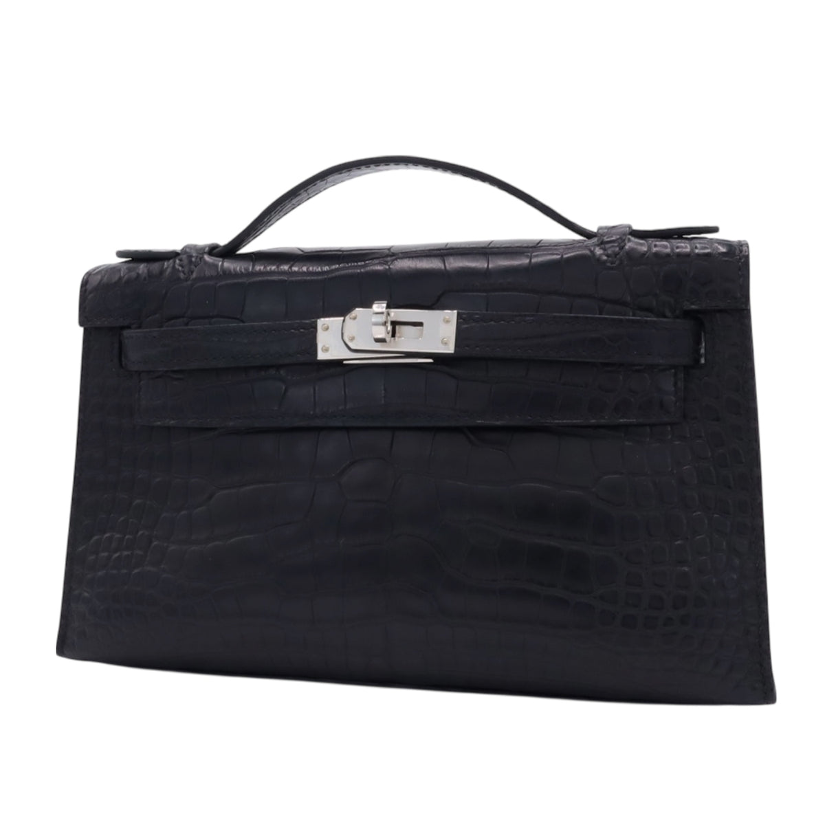 Pochette Kelly Alligator Matte Black SS WStamp