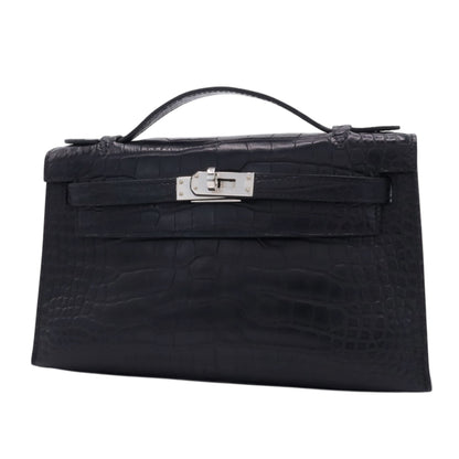 Pochette Kelly Alligator Matte Black SS WStamp