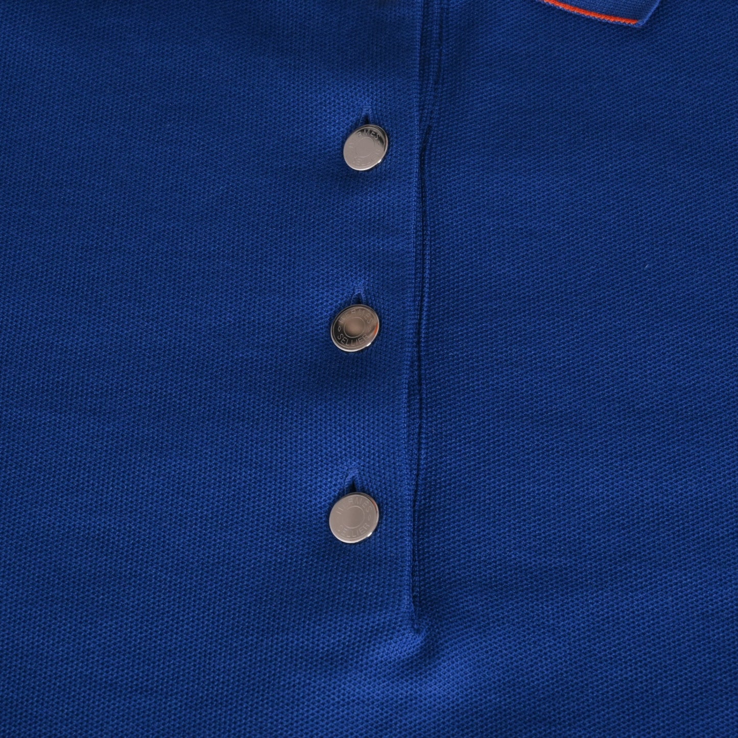 ポロシャツ　セリエボタン　コットン　ブルー　オレンジ　M