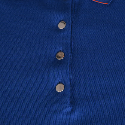 ポロシャツ　セリエボタン　コットン　ブルー　オレンジ　M