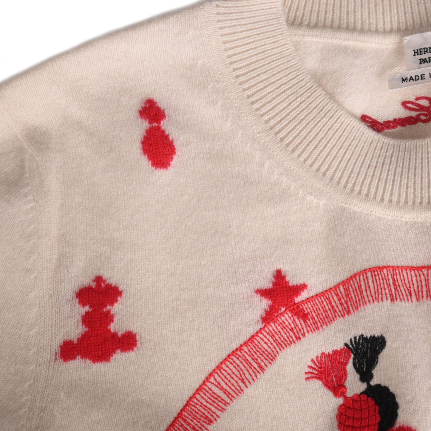 针织剪切和缝制Poste et Cavalerie Cashmere白色红色42