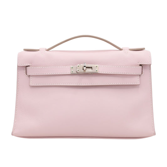 Pochette Kelly Vaux Swift Rose Dragee SS □K 雕刻