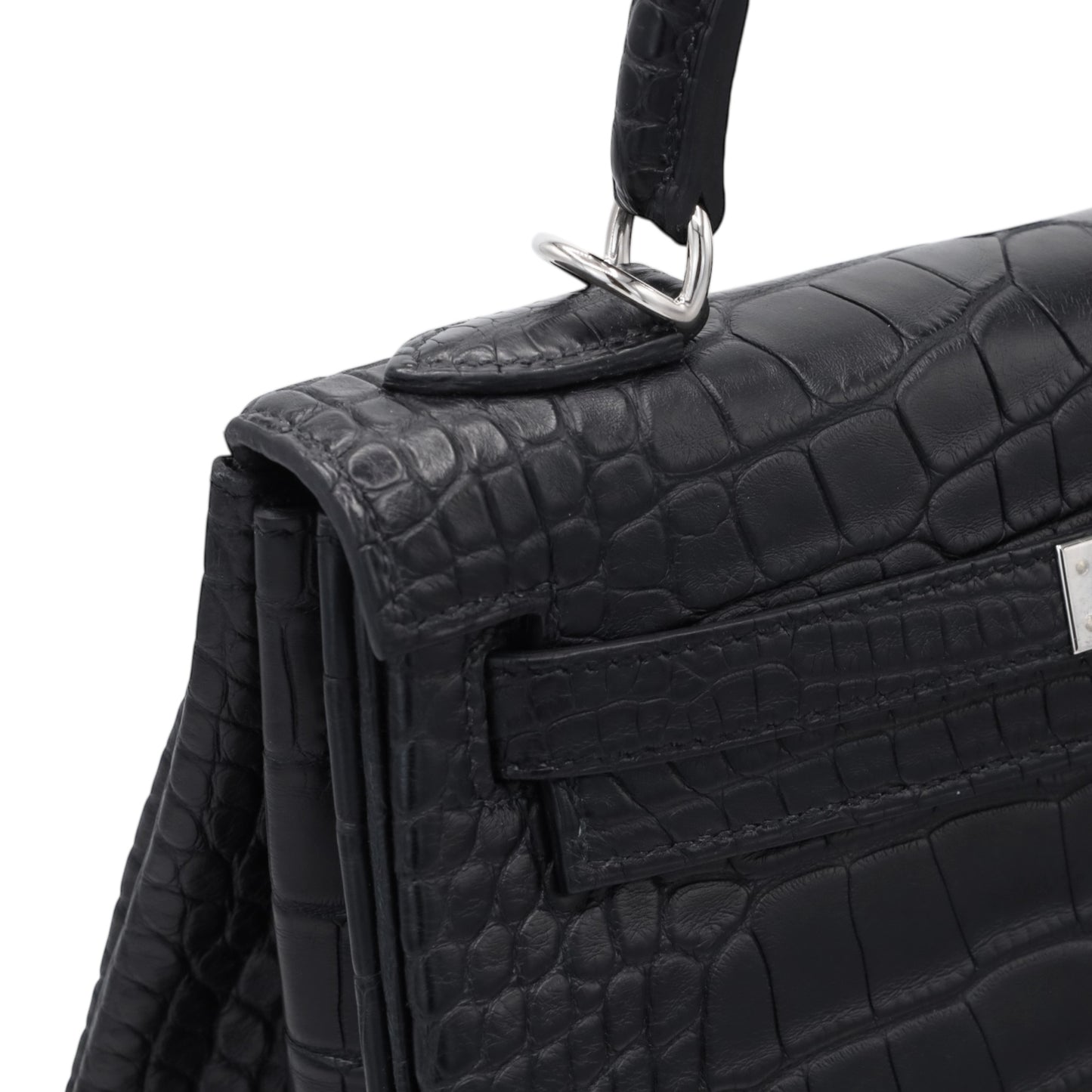 ケリー25　アリゲーターマット　ブラック　SS　K刻印