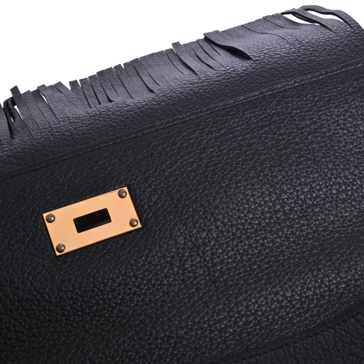 Shoulder Kelly Fringe Togo Black GP □M engraved
