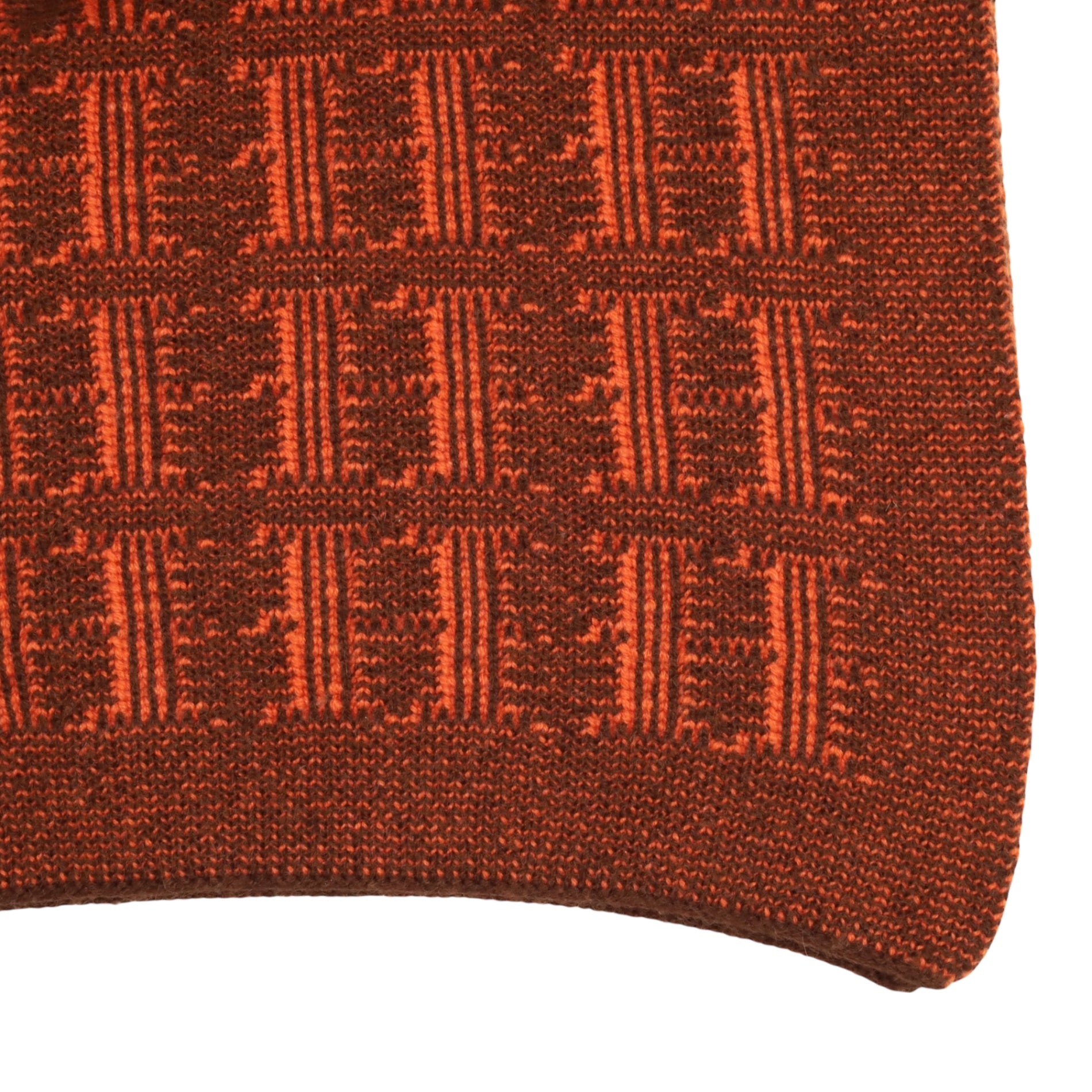 HERMES Hロゴ マフラー カシミア ブラウン オレンジ – LALÙE