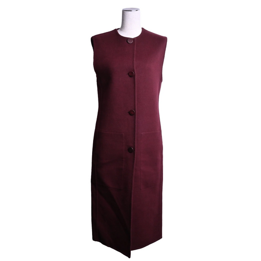 ロングジレ　カシミヤ　ボルドー　34